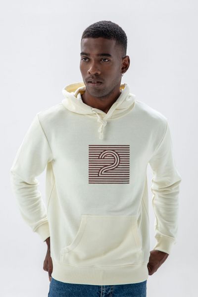 Ecru Premium Cotton Abstract Design Pullover Hoodie