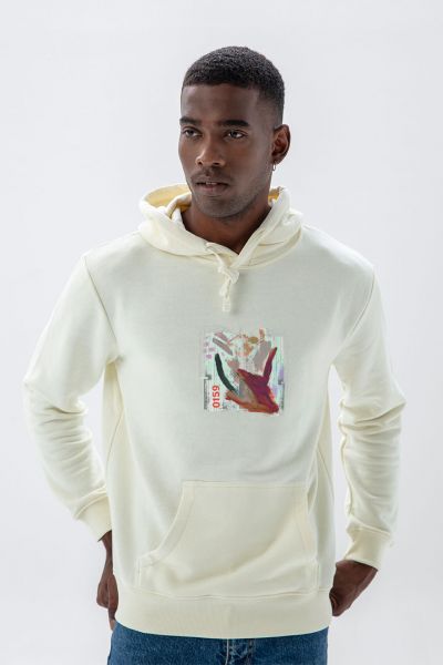 Ecru Premium Cotton Abstract Design Pullover Hoodie