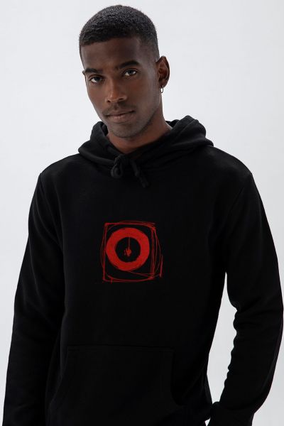 Black Premium Cotton Abstract Design Pullover Hoodie