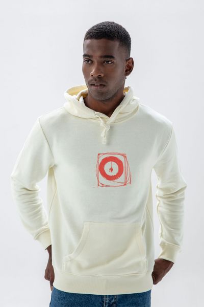 Ecru Premium Cotton Abstract Design Pullover Hoodie