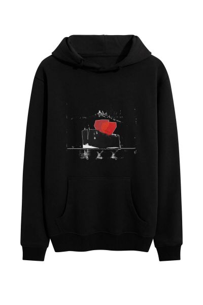 Black Premium Cotton Abstract Design Pullover Hoodie