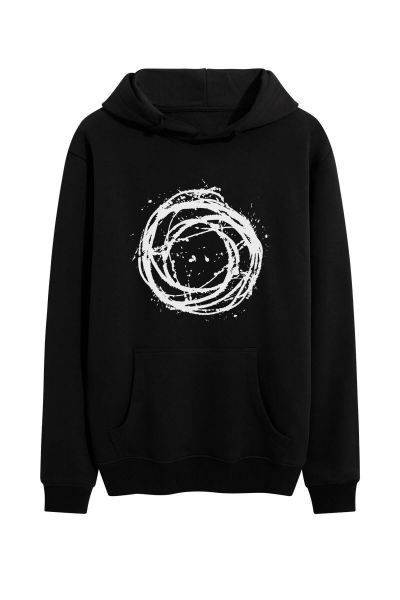 Black Premium Cotton Abstract Design Pullover Hoodie