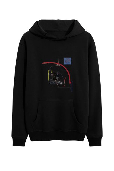 Black Premium Cotton Abstract Design Pullover Hoodie