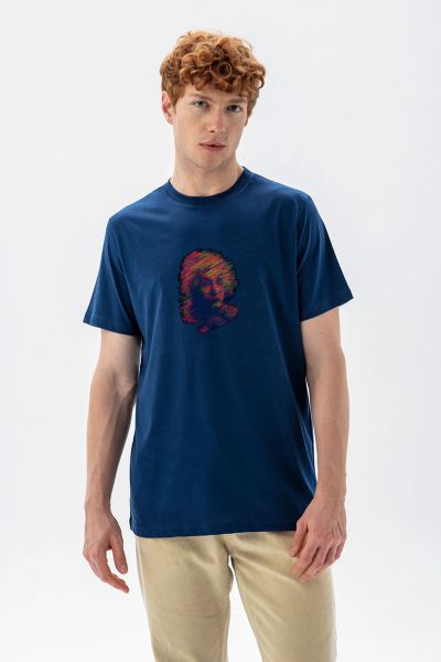 Navy Soft Fabric Einstein Design Short Sleeve Tee