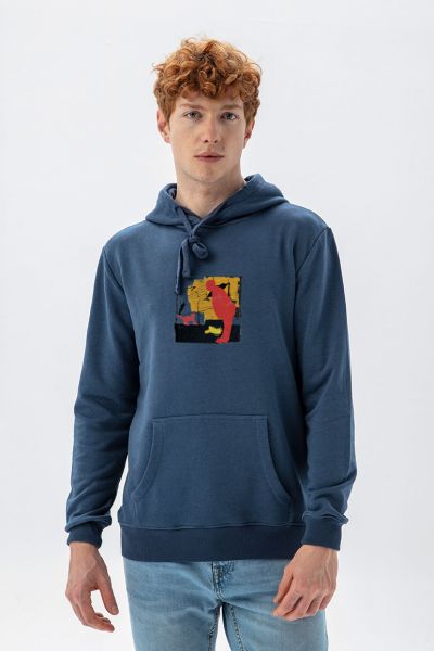 Navy Premium Cotton Alfred Hitchcock Design Pullover Hoodie