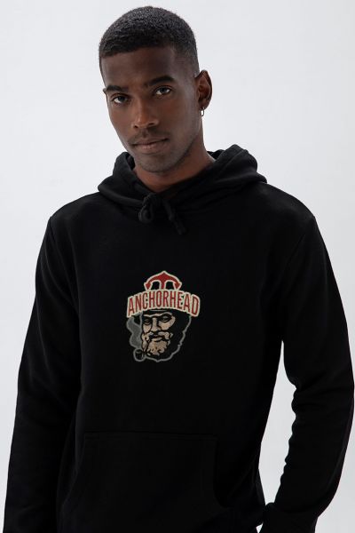 Black Premium Cotton Anchorhead Design Pullover Hoodie