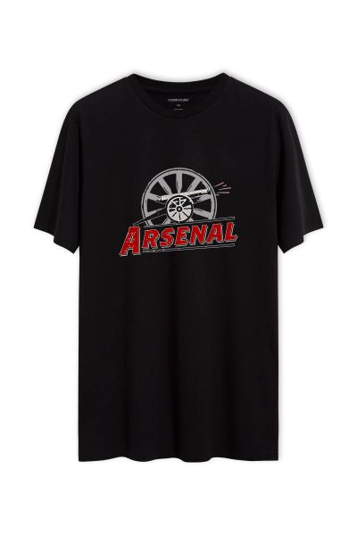 Black Soft Fabric Arsenal Design Short Sleeve Tee