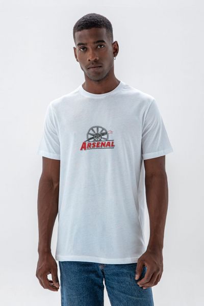 White Soft Fabric Arsenal Design Short Sleeve Tee