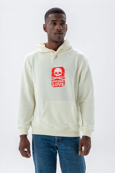 Ecru Premium Cotton Awesome Love Design Pullover Hoodie