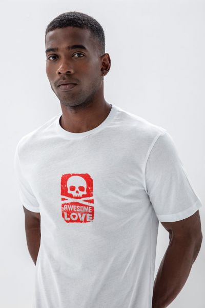 White Soft Fabric Awesome Love Design Short Sleeve Tee