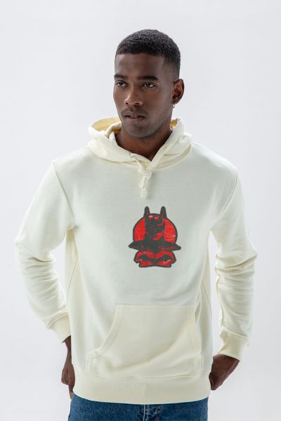 Ecru Premium Cotton Batman Design Pullover Hoodie