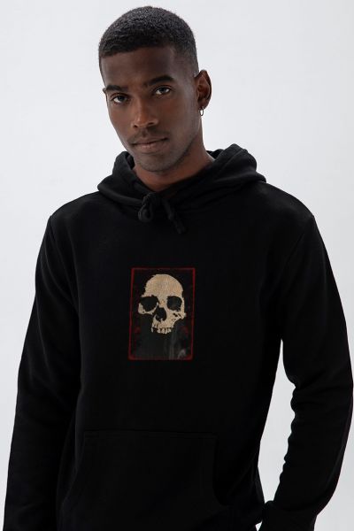 Black Premium Cotton Skull Design Pullover Hoodie