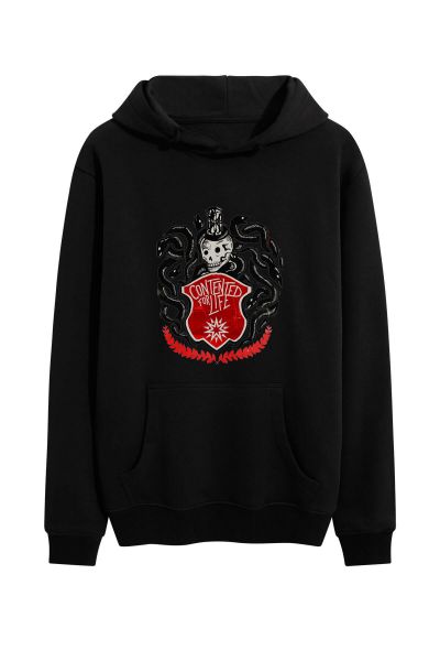 Black Premium Cotton Skull Design Pullover Hoodie