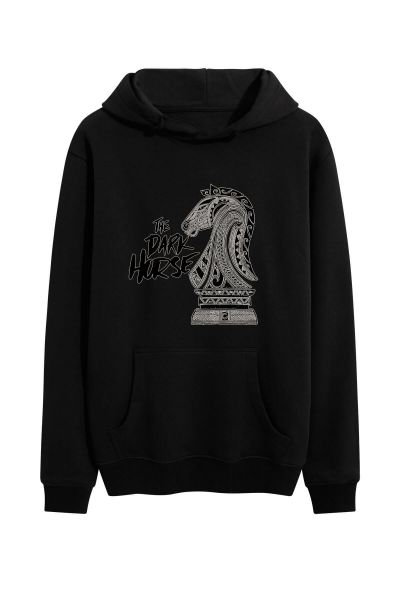 Black Premium Cotton The Dark Horse Design Pullover Hoodie