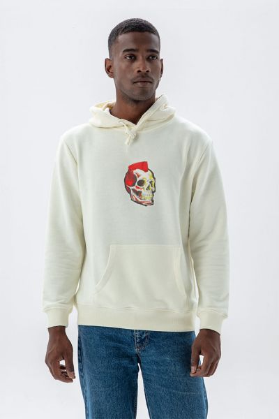 Ecru Premium Cotton Skull Design Pullover Hoodie