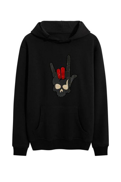 Black Premium Cotton Skull Design Pullover Hoodie