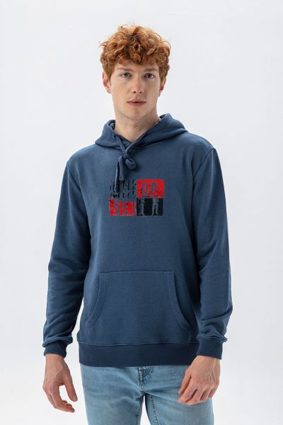 Navy Premium Cotton Get Up Design Pullover Hoodie