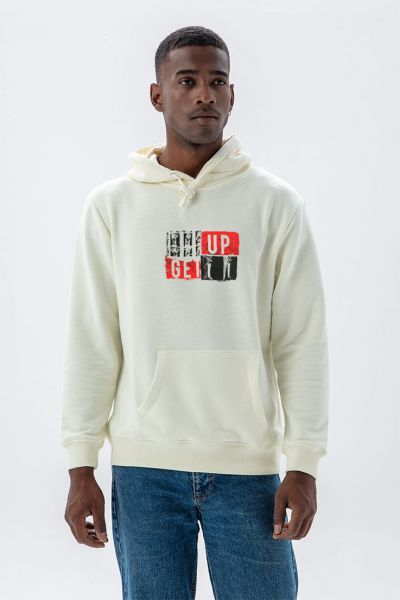 Ecru Premium Cotton Get Up Design Pullover Hoodie