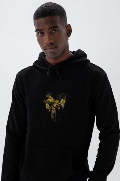 Black Premium Cotton Moose Design Pullover Hoodie