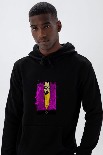 Black Premium Cotton Abstract Design Pullover Hoodie