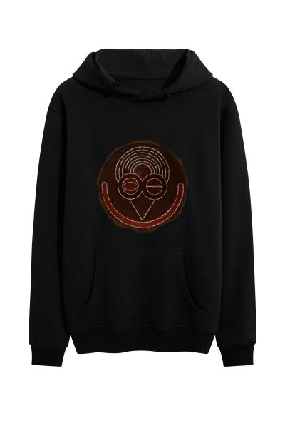 Black Premium Cotton Abstract Design Pullover Hoodie