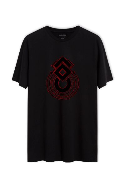 Black Soft Fabric Abstract Design Short Sleeve Tee