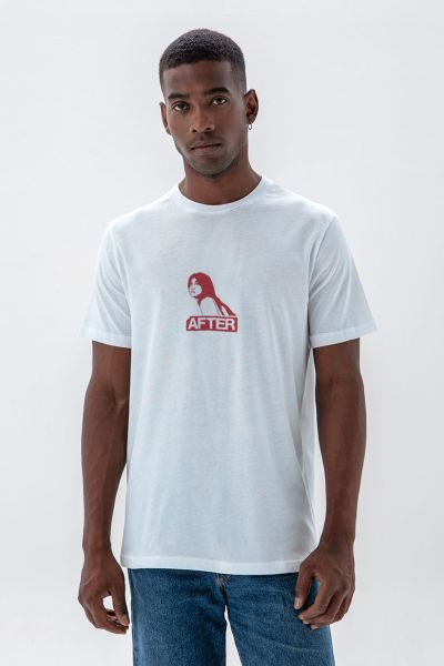 White Soft Fabric After Design Short Sleeve Tee