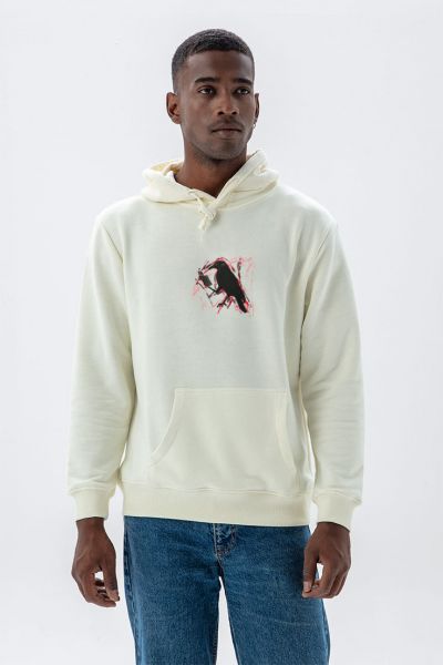 Ecru Premium Cotton Bird Design Pullover Hoodie