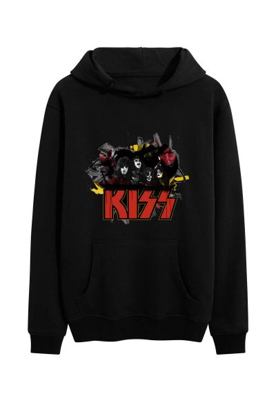 Black Premium Cotton Kiss Design Pullover Hoodie