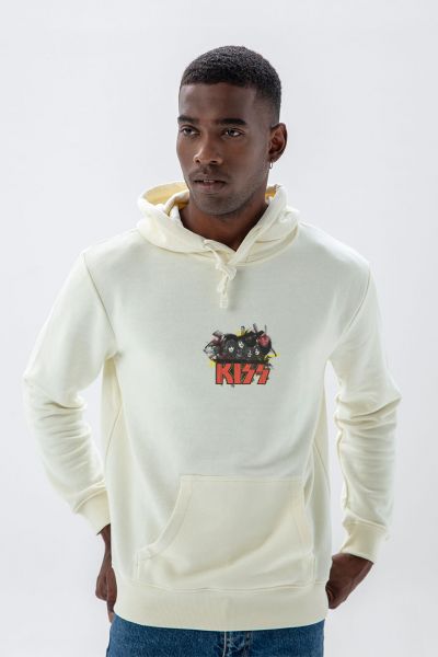 Ecru Premium Cotton Kiss Design Pullover Hoodie