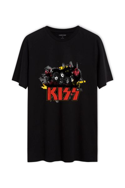 Black Soft Fabric Kiss Design Short Sleeve Tee