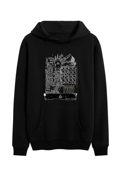 Black Premium Cotton Theology Design Pullover Hoodie