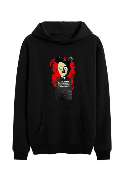 Black Premium Cotton Hitler Design Pullover Hoodie