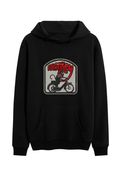 Black Premium Cotton Monkey Design Pullover Hoodie