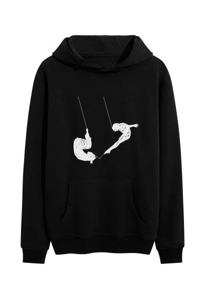 Black Premium Cotton Circus Design Pullover Hoodie