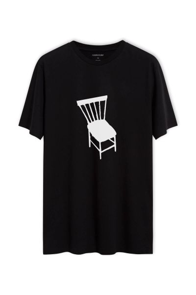 Black Soft Fabric Chair Design Short Sleeve Tee