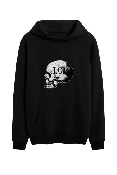 Black Premium Cotton Skull Design Pullover Hoodie