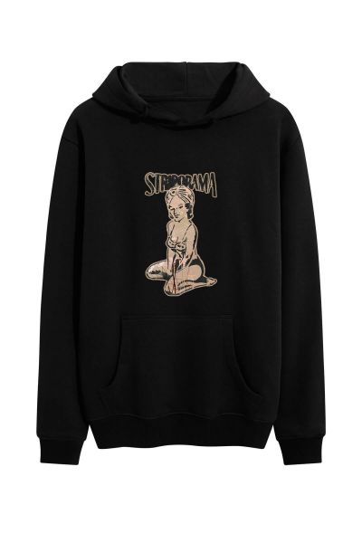 Black Premium Cotton Striporama Design Pullover Hoodie