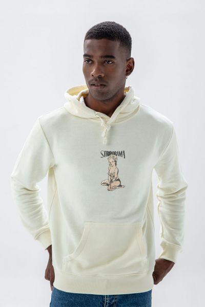 Ecru Premium Cotton Striporama Design Pullover Hoodie