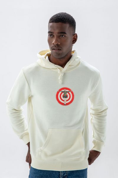 Ecru Premium Cotton Target Design Pullover Hoodie