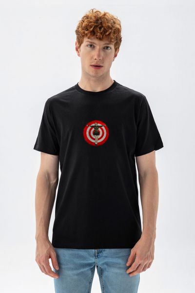 Black Soft Fabric Target Design Short Sleeve Tee