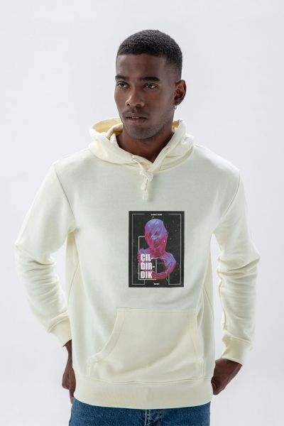 Ecru Premium Cotton We got Crazy in Pandemy Design Pullover Hoodie