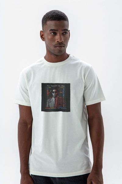 Off White Soft Fabric 1985 Hollywood Africans Design Short Sleeve Tee