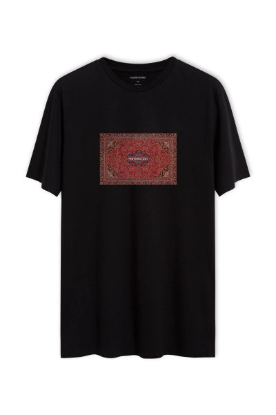 Black Soft Fabric Personology Rug Design Short Sleeve Tee