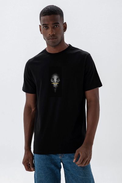 Black Soft Fabric Personologist Wear Mask Design Short Sleeve Tee