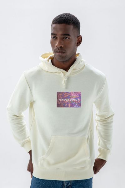 Ecru Premium Cotton Glare Design Pullover Hoodie