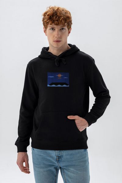 Black Premium Cotton Lynch Effect Design Pullover Hoodie