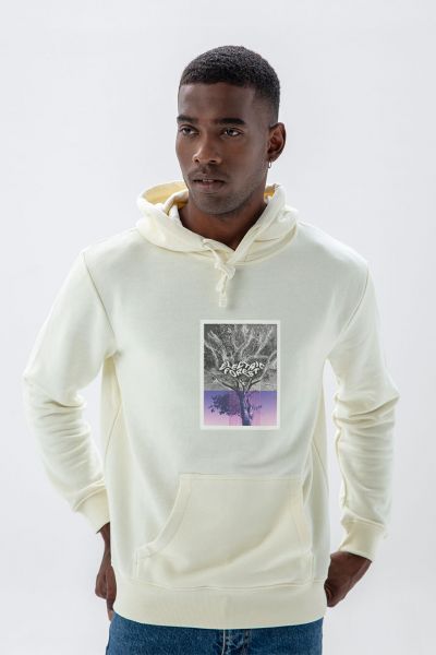 Ecru Premium Cotton Electric Forest Design Pullover Hoodie