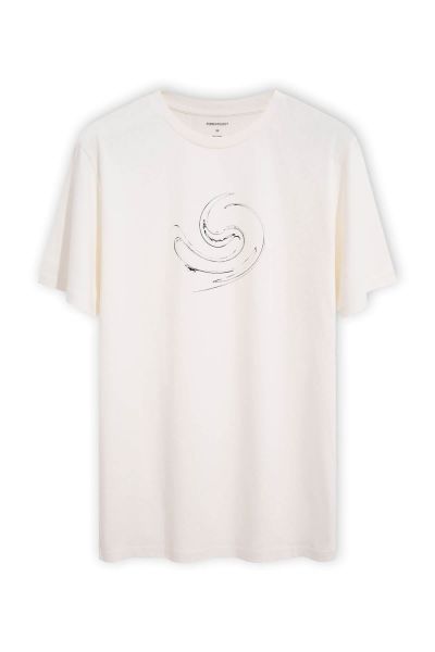 Off White Soft Fabric Wind Design Short Sleeve Tee