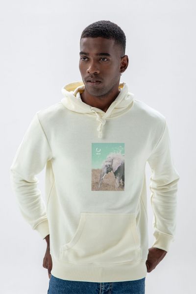 Ecru Premium Cotton Global Warming Design Pullover Hoodie